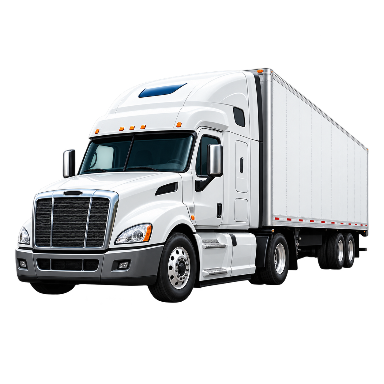 White cargo semi truck